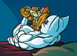 1boy 1boy1girl 1girls abs anthro biceps big_muscles blush breasts collar extreme_muscles feline female flexing green_eyes growth heart hyper hyper_muscles hyper_penis jerry_mouse mammal muscle_growth muscular muscular_female penis pose precum redsilver ribbons the_ritualist tom_and_jerry toodles_galore