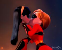 age_difference ai_generated animated female helen_parr incest latex latex_bodysuit latex_gloves lesbian_kiss milf mother_and_daughter passionate_kiss tagme the_incredibles video violet_parr yuri
