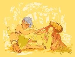 1futa 1girls blue_hair blush breasts cum cum_on_body cum_on_breasts dryad female female_on_futa female_on_top femdom futa_on_female futa_with_female futanari futasub gentle_femdom handjob intersex larger_female monster_girl red_hair reverse_grip_handjob size_difference smaller_futa tagme trans_woman transfem wintonkidd