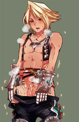 1boy abs bar_censor censored cum dissidia_final_fantasy final_fantasy final_fantasy_xii gauntlets kiricloud male_only nipples penis solo tagme undressing vaan