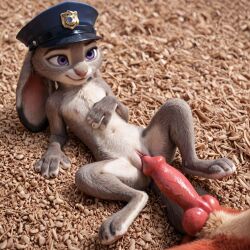 123kubik 3d ai_generated animal_genitalia breasts cute disney female fox fur furry judy_hopps knot male nick_wilde paws penis police_hat pussy rabbit realistic realistic_fur sex small_breasts smile vagina vaginal_penetration zootopia