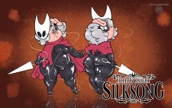 2025 anthro ass big_butt black_body clothing digital_drawing_(artwork) digital_media_(artwork) domestic_pig duty_(linyxart) female hair hi_res hollow_knight hollow_knight:_silksong hollow_knight_(franchise) horn hornet_(hollow_knight) huge_butt linyxart mammal pig red_clothing short_stack short_tail simple_background slightly_chubby slightly_chubby_female solo suid suine sus_(pig) tail team_cherry thick_thighs wide_hips