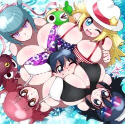 age_difference aki_hinata artist_request big_breasts bikini breasts female fuyuki_hinata giroro incest keroro keroro_gunsou melody_honey milf mother_and_daughter mother_and_son natsumi_hinata oka_nishizawa smothering source_request surrounded_by_breasts