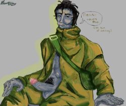 man in hazmat from no, i'm not a human by knockjng