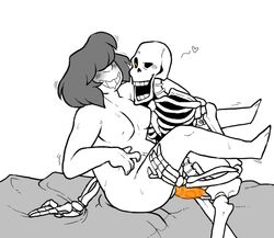 bone breasts chubby covered_eyes dok-tah female frisk human interspecies male mammal monochrome papyrus penetration penis skeleton skull straight undertale vaginal_penetration