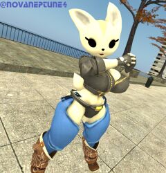 3d aggretsuko angel_(kof)_(cosplay) belly_button big_breasts breasts cosplay female fenneko furry kabalmystic_(style) novaneptune4 perspective sfm source_filmmaker