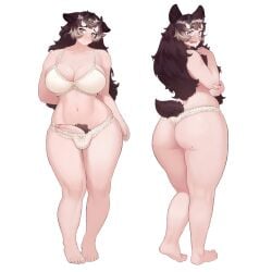 1futa anthro ass balls_in_panties beauty_mark blush bra breasts brown_hair bulge bush bushy_pubes circumcised cute digital_drawing_(artwork) digital_media_(artwork) dog_ears dog_girl dog_tail embarrassed facing_away feet front_view full_body futanari genitals harufeng hips horn horns huge_breasts humanoid_genitalia humanoid_penis legs long_hair looking_back mole_on_ass panties penis_in_panties penis_tip pubic_hair pubic_hair_peek rear_view shy simple_background solo thick_thighs thighs tired_eyes voluptuous voluptuous_futa wide_hips