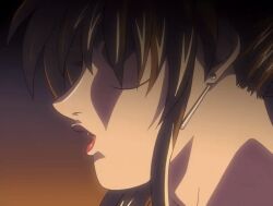00s 1girls 2004 animated bible_black bible_black_new_testament brown_hair covered_eyes earrings female futa_sans_balls futanari human imari_kurumi implied_futa implied_sex intersex jewelry lipstick long_hair makeup no_eyes pale_skin shin_bible_black side_ponytail tagme