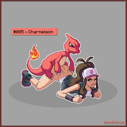 1boy 1girls ass ass_grab ass_up baseball_cap boots bottomless brown_hair charmeleon claws clenched_teeth dimples_of_venus dracophilia duo female fire grey_background hat hilda_(pokemon) human laced_boots larger_female long_hair looking_back male nintendo one_eye_closed pixel_art pokémon_(species) pokemon pokemon_(game) pokemon_bw pokemon_rgby pokephilia ponytail rape sex sismicious size_difference small_dom_big_sub smaller_male straight tail tears tied_hair top-down_bottom-up wristband zoophilia