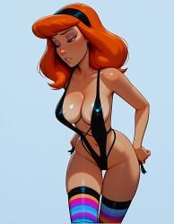 ai_generated big_breasts daphne_blake scooby-doo slingshot stockings thighs