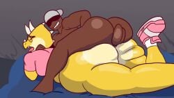 anal anal_sex animated animation anthro big_ass big_ass_(male) big_balls big_bottom_small_top big_butt bigger_bottom dark-skinned_male dinosaur dominant_male dominated_male femboy furry horns larger_bottom scalie scalie_male small_top_big_bottom smaller_top tagme triceratops video waffafries yellow_body yellow_skin