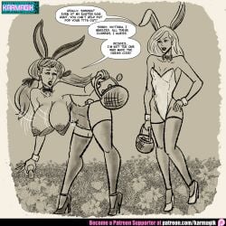 2girls big_ass big_breasts breasts breasts_bigger_than_head bunny_ears bunny_girl bunnysuit curvaceous curvy curvy_figure digital_media_(artwork) easter female flat_chest flat_chested ginger ginger_female ginger_hair hips hourglass_figure huge_ass huge_breasts karmagik large_ass large_breasts legs light-skinned_female light_skin massive_breasts mature mature_female milf petite slim slim_waist small_breasts the_book_club thick thick_hips thick_legs thick_thighs thighs top_heavy victoria_van_der_meer voluptuous waist wide_hips