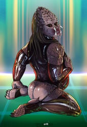 ass bedroom_eyes jackiry latex latex_clothing looking_at_viewer predator_(franchise) yautja