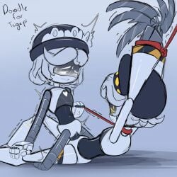 doodle leash male/female murder_drones n_(murder_drones) on_leash pachinsfw riding_penis straight_sex tied_up v_(murder_drones)
