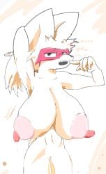 big_breasts big_nipples dialogue fluffy furry lactation milking oc pussy rabbit steam tits white_body