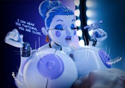 2026 3d 3d_(artwork) 3d_render areola areolae ballora_(fnafsl) big_breasts blue_hair blue_hair_female blue_highlights breasts breasts_out five_nights_at_freddy's five_nights_at_freddy's:_sister_location jordevoir nipples paizuri paizuri_lead_by_female titjob white_body