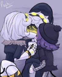 2girls1boy clothed doodle murder_drones n_(murder_drones) pachinsfw straight_sex tongue_kiss touching_chest touching_penis uzi_(murder_drones) v_(murder_drones)