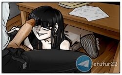 1boy 1boy1girl 1female 1girl 1girls black_hair black_lipstick black_nail_polish breasts cross dick ear_piercing earrings female foreskin goth goth_girl goth_makeup jewelry job job_application job_interview light-skinned-female light_skin light_skinned_male lip_piercing lips lipstick long_hair makeup male man naked naked_female nose_piercing nude nude_female office office_clothing office_outfit painted_fingernails painted_nails penis piercing piercings ring rings smile smiling smirk smirking stockings submissive submissive_female table under_the_table waiting waiting_for_cum white_dick white_penis