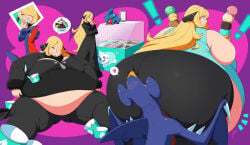 blonde_female cynthia_(pokemon) fat_female fat_fetish jeetdoh nintendo ssbbw