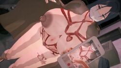 3d bondage exhibitionism exhibitionist fate/grand_order fate_(series) fujimaru_ritsuka_(male) gustavo40 huge_breasts koikatsu masked_female mature_female milf minamoto_no_raikou_(fate/grand_order) phone pov pov_male purple_hair tagme tattoo