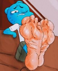 anthro cum_on_feet feet_up foot_fetish furry naferpit nicole_watterson one_eye_closed soles the_amazing_world_of_gumball tired