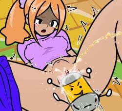 1girls 1other black_eyes blush bottle bottomless breasts clitoris covered_nipples dark_skin english_text female living_object long_hair lying medium_breasts motion_blur navel object_insertion on_floor open_mouth orange_hair pee peeing plastic_bottle ponytail purple_shirt pussy rhythm_heaven rhythm_heaven_groove scrunchie shaded_face shirt short_sleeves shorts shorts_around_one_leg smilingchaos solo spread_legs stomach_bulge vaginal vaginal_insertion vaginal_object_insertion