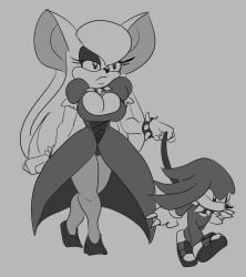 big_breasts breasts cleavage collar corset goth goth_girl gothic gothic_girl knuckles_the_echidna leash leash_and_collar leashed_collar rouge_the_bat rougethedaisy size_difference sonic_(series) sonic_the_hedgehog_(series) spiked_collar