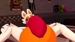 3d anthro big_balls big_penis breasts cock_pointing_towards_viewer five_nights_at_freddy's futanari knot lolbit lolbit_(fnaf) looking_down_the_barrel solo vrchat