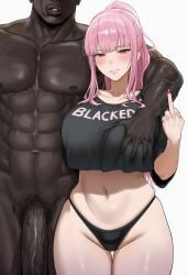 1boy 1boy1girl 1boys 1girls ai ai_generated belly belly_button black_thong blacked blacked_clothing crop_top cuckold cuckold_pov cuckolding curvy dark-skinned_male dark_skin earring earrings fat_ass female female_focus from_front_position generic_dark-skinned-muscular_male grabbing grabbing_another's_breast grabbing_breasts groping groping_breasts head_out_of_frame hololive hololive_english huge_balls huge_breasts huge_cock interracial long_hair long_penis looking_at_viewer middle_finger mori_calliope muscular muscular_male netorare ntr pawg pink_eyes pink_hair ponytail pubic_hair qos qos_clothing queen_of_spades queen_of_spades_earrings queen_of_spades_symbol raceplay shikicum69 shirt side_by_side simple_background smile smirk smirking smirking_at_viewer snowbunny squeezing squeezing_breast straight-on thick_ass thick_thighs thong virtual_youtuber vtuber vtuberfanart white_background wide_hips