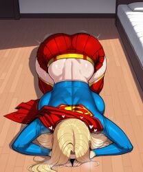 11_22 ai_generated backboob bedroom begging big_breasts blonde_hair blush cape corruption day dc dc_comics dogeza embarrassed face_down_ass_up female head_down_ass_up heavy_breathing huge_breasts hypnosis large_breasts midriff mind_control motion_lines on_floor prostration skirt supergirl sweat thick_thighs thigh_boots twitching wide_hips