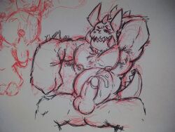 1boy 2020 arm_behind_head arm_up armpits bara cum cumshot erection hard_on horn horns male male_only monster monster_boy monster_steven muscles muscular muscular_male outline penis simple_background sketch steven_quartz_universe steven_universe steven_universe_future tagme_(artist) tusks twitter