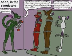 ahuizotl alban_(trinitite) android anthro badger bondage bound dildo dildo_in_vagina dildo_insertion dragon female group ina_(trinitite) machine machine_bondage male mammal mustelid musteline mythological_creature mythological_scalie mythology penetration rape_play reprogramming robot robot_transformation roleplay scalie sex_toy sex_toy_in_vagina sex_toy_insertion tory_(trinitite) trinitite trio vaginal_penetration