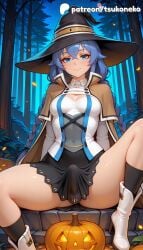 1futa 2026 ai_assisted ai_generated anime artist_name bare_tree boots braid cape explicit forest futanari halloween halloween_bucket happy_halloween hat hi_res high_quality high_resolution highres jack-o'-lantern jobless_reincarnation legs_apart long_hair mushoku_tensei mushoku_tensei:_isekai_ittara_honki_dasu nature night patreon patreon_username penis pumpkin roxy_migurdia solo spread_legs stable_diffusion tombstone tsukoneko twin_braids watermark white_footwear witch_hat