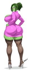 1girls 2026 artist_name ass ass_bigger_than_head ass_focus barely_contained barely_contained_breasts big_ass big_breasts bottom_heavy breasts devil-v female female_only glasses green_body green_eyes green_hair green_skin hands_on_hips heels high_heels huge_ass hulk_(series) jennifer_walters lawyer looking_back looking_over_shoulder marvel office office_lady pinup ponytail she-hulk simple_background solo solo_female stockings thick thick_ass thick_thighs thighs tight_clothing white_background