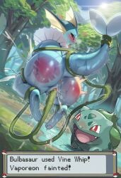 1girls 1other ahe_gao ai_generated ambiguous_gender anus ass big_butt bulbasaur dialogue_box drooling ejaculation english english_text female female_ejaculation female_orgasm femsub forced fucked_silly full-face_blush generation_1_pokemon heavy_breathing large_ass lifted lifted_by_another nintendo no_humans nokani orgasm pokemon pokemon_(species) pokemon_move pokemon_only pussy pussy_juice pussy_juice_drip rape restrained restrained_by_tentacles saliva self_upload spanked spanked_butt squirting tearing_up tentacle tentacle_in_pussy tentacle_rape tentacle_sex text tongue_out vaginal_fluids vaginal_penetration vaginal_sex vaporeon