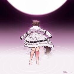 back_view behind_view belt brown_hair brown_tail cape cape_only cloak cloak_only coat coat_only feet feet_on_water female female_focus female_only fur girl human human_only humanoid legs legs_together moon neeh nekomimi patreon reflection solo solo_female solo_focus subscribestar teaser teaser_image thighs thighs_together viewed_from_behind water watermark waves white_fur wolf_ears wolf_girl wolf_humanoid wolf_tail
