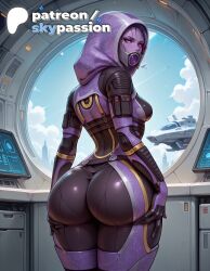 1girls 2026 ai_assisted ai_generated anime artist_name ass ass_support big_ass bioware booty breasts bust clock clock_tower cloud explicit grabbing_own_ass hi_res high_quality high_resolution highres hood looking_back mask mass_effect mass_effect_2 mass_effect_3 patreon patreon_username sky skypassion solo stable_diffusion tali'zorah_nar_rayya watermark