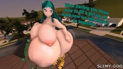 1girls 3d 3d_(artwork) after_digestion blue_eyes bottom_heavy digested_prey digestion digestion_noises huge_ass huge_breasts large_belly lum satisfied_look slimy_goo stomach_noises tiger_print_legwear urusei_yatsura vore weight_gain white_skinned_female