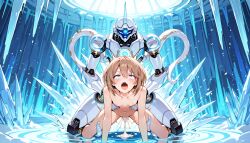 ai-created ai_art ai_assisted ai_generated blanc_(neptunia) breasts compile_heart cum cum_in_pussy female front_view ice idea_factory naked naked_female neptunia_(series) robot screaming tentacle tentacle_sex