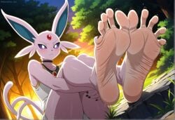 ai_generated anthro background barefoot beach black_toenails eeveelution espeon eye_contact feet feet_focus feet_together foot_fetish forest fuealahomg furry high_resolution leggings legs nature nature_background pokemon pokemon_(creature) pokemon_(species) pov pov_eye_contact purple_body purple_eyes purple_fur shy sitting soles solo solo_focus sunset thighs toenails toes wrinkled_soles