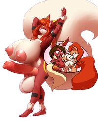 2015 areola balls big_breasts breasts canine character_request copyright_request dickgirl erect_nipples erection fox futa_is_bigger futanari huge_breasts intersex male mammal nipples nude penis penis_size_difference simonaquarius