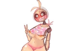 1girls bib blush breasts five_nights_at_freddy's flustered furry furry_female solo toy_chica_(fnaf) toy_chica_(love_taste)