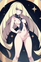 aether_foundation ai_generated blonde_hair breasts kuromikitty lusamine_(pokemon) milf nintendo pokemon pokemon_sm pussy