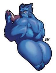 anthro ass bara beast_(x-men) big_ass charcoalwaffle26 cwaffle hank_mccoy male male_only marvel marvel_comics muscles muscular nude solo solo_male x-men