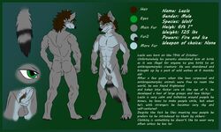 abs animal_genitalia anthro balls brown_hair canine canine_penis erection fur green_eyes grey_fur hair knot lazlo male mammal model_sheet nemadur nude penis sheath text wolf