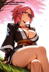 ai_generated baiken etunazai female guilty_gear guilty_gear_strive pink_eyes pink_hair scar