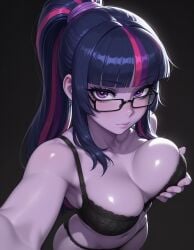 ai_generated areolae breasts equestria_girls female friendship_is_magic glasses hand_on_ass hand_on_butt inviting_to_sex looking_at_viewer my_little_pony nipples pubic_hair purple_hair pussy sci-twi shy smiling_at_viewer soles solo solo_female twilight_sparkle_(mlp)