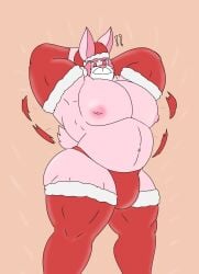 ass_growth beard_growth belly_growth body_growth bunny bunny_boy chubby fat_growth furry furry_male furry_only muscle_growth muscular muscular_male original_character santa santa_costume yifforroarts