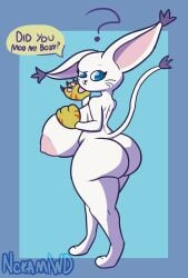 ? anthro areola ass bandai_namco big_breasts big_butt breasts digimon digimon_(species) female gatomon hi_res huge_breasts huge_butt nipples nokamiwd pink_areola pink_nipples puffy_nipples shortstack simple_background slightly_chubby slightly_chubby_female solo thick_thighs