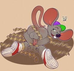 2025 2d 2d_(artwork) 2d_artwork anthro anthro_male anus argon_vile arm_to_leg ass_up backsack balls baseball_cap bedroom_eyes big_ears bondage bound buckteeth chuck_e_cheese chuck_e_cheese_(franchise) clothing digital_art digital_drawing_(artwork) digital_media_(artwork) english_text femboy footwear foreskin fur furry furry_male genitals green_eyes grey_body grey_fur hat headgear headwear hi_res ineffective_bondage light_bondage looking_at_viewer looking_back looking_back_at_viewer lying male mammal mascot mostly_nude mouse murid murine narrowed_eyes on_front penis perineum presenting raised_tail rodent seductive shoes sneakers solo speech_bubble tail teeth text ticket